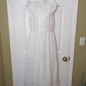 J. Crew White Eyelet Midi Dress